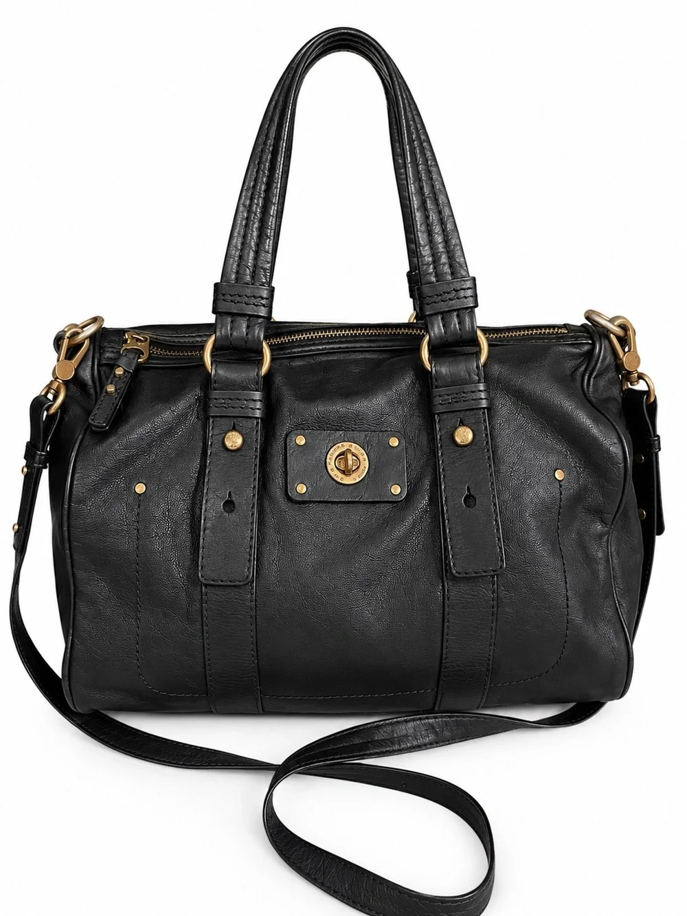 Marc by Marc Jacobs Classic Q Groovee Black Leather Satchel Crossbody Bag